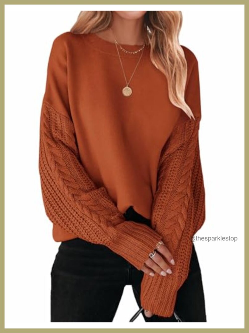 Cable Knit Oversized Sweater Pullover Loose Fit Long Sleeve Tunic Top